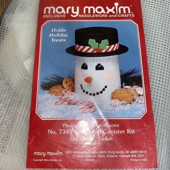 Mary Maxim Vintage Snowman Canister Canvas Kit - Picture 3 of 5